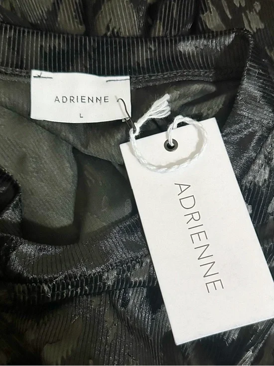 Adrienne Black Velvet Satin Leopard Burnout Oversized Boxy Top USA NWT Large - Picture 6 of 7